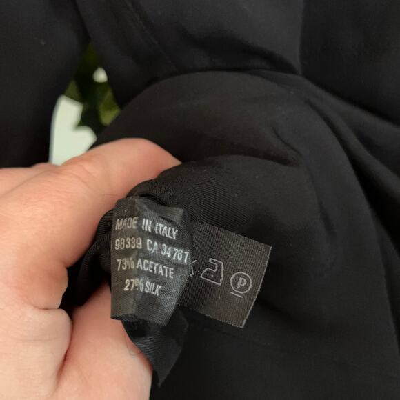 PRADA Silk Little Black Dress Y2K D-Ring Shoulder Tab Sz 38 / XS {O1} - Picture 8 of 8